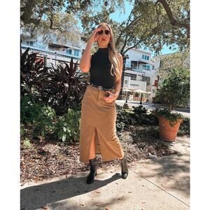 Le Lis Long Corduroy Skirt the slit front (Sz M)